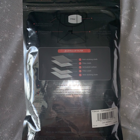 Girls Ages 5-10 face mask with filters 2 pack - Picture 2 of 2